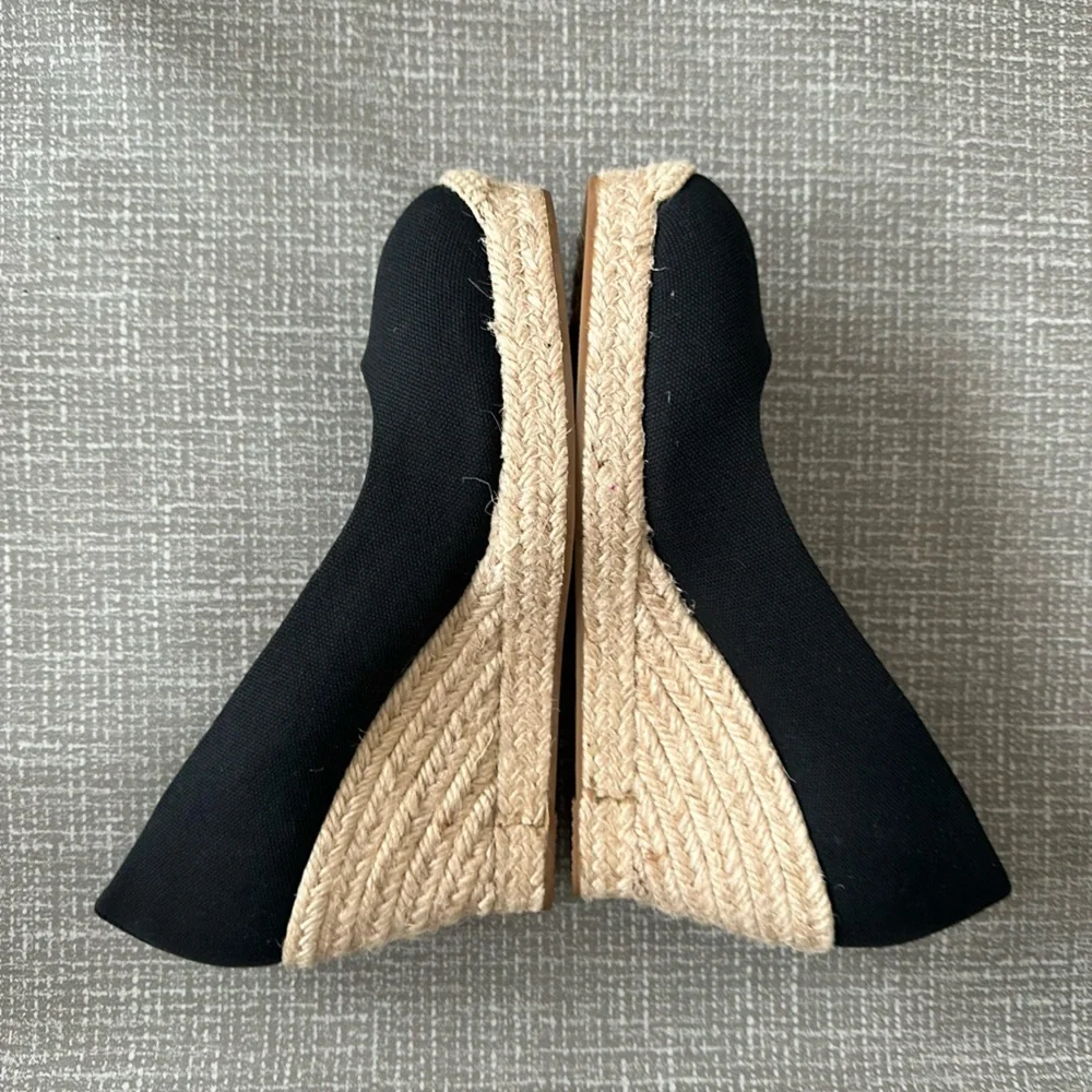 J.Crew Women’s Black Espadrille Wedge Heels – Size 6.5